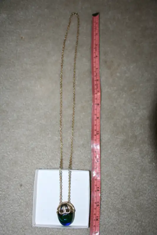 AVON PERFUME 30" NECKLACE 1970'S COBALT BLUE GLASS Almost Full63006662348035123