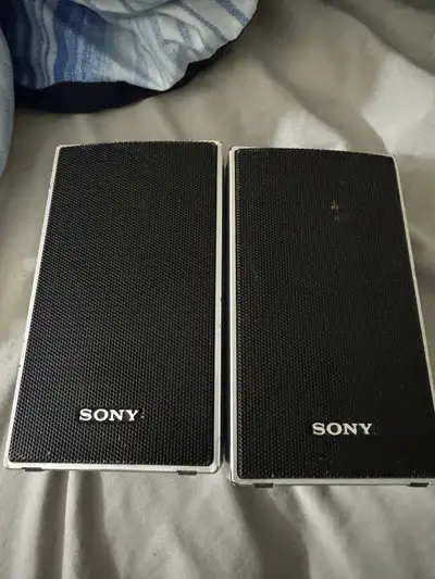 there’s a chip on the bottom right on the left speaker but they work