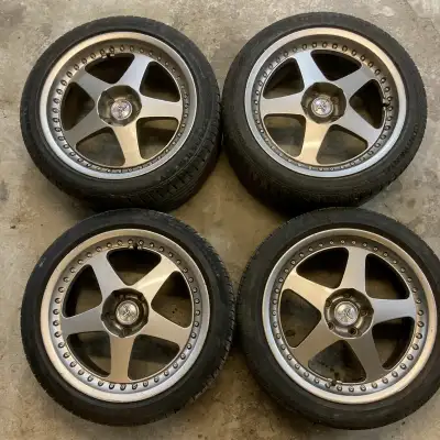 Work Amkread 8x9 et30/18x10 et35 3 piece JDM wheels with tires Rare set of Work Amkread 3 piece JDM...