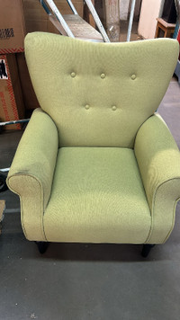 Modern Accent Chair w/Tufted Backrest & Rubber Wood Legs Avocado
