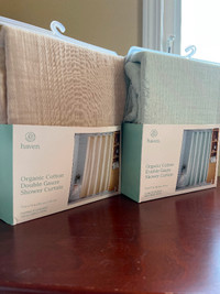 Shower curtains 100% cotton brand new, Clip rings