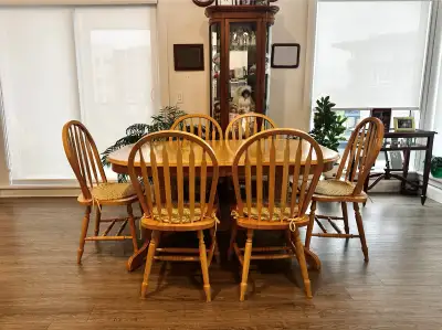 Solid Oak Dining Table with Chairs, View more