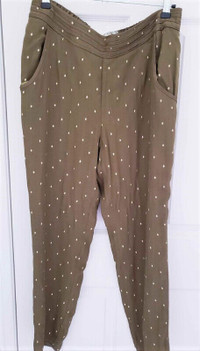 NEW Anthropologie Olive Pants Lined Loose Joggers Size 12 Large