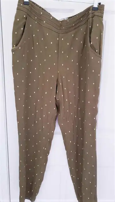 NEW Anthropologie Olive Pants Lined Loose Joggers Size 12 Large, View more