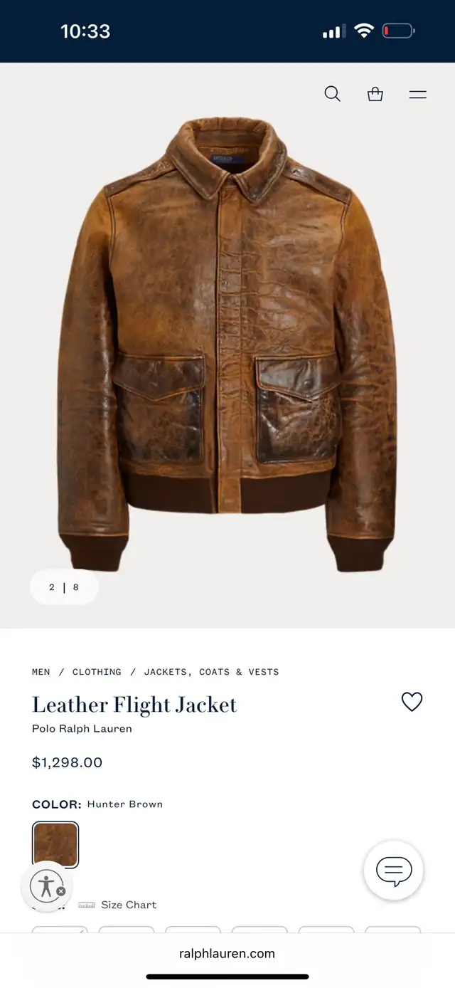 authentic Polo Ralph Lauren bomber flight leather jacket  retail in Men's in City of Montréal - Image 9