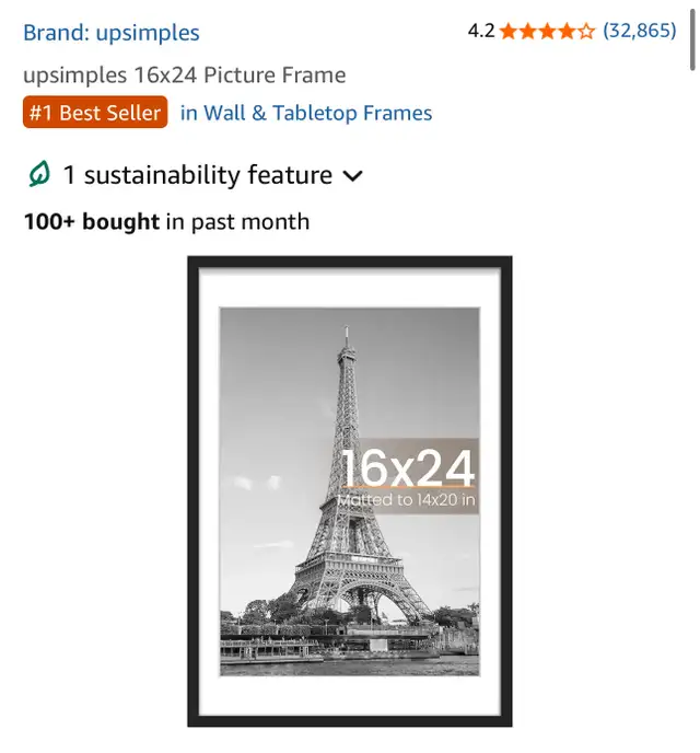 upsimples 16x24 Picture Frame in Arts & Collectibles in Hamilton - Image 2