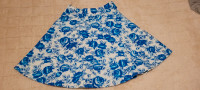 Bright blue and white floral skirt 