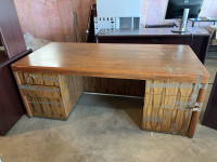 Solid wood executive office desk.