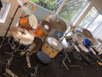 Drums, stands, cymbals and hardware