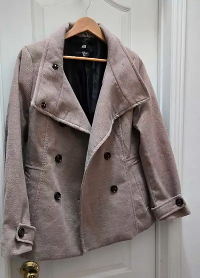 H&M Light Brown Double Breasted Pea Coat Size US 14, View more