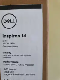 New Dell Inspiron 14 7420 2-in-1, 12th Gen i7 512GB 16GB