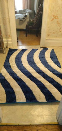Blue and white  shag rug  brand new 
