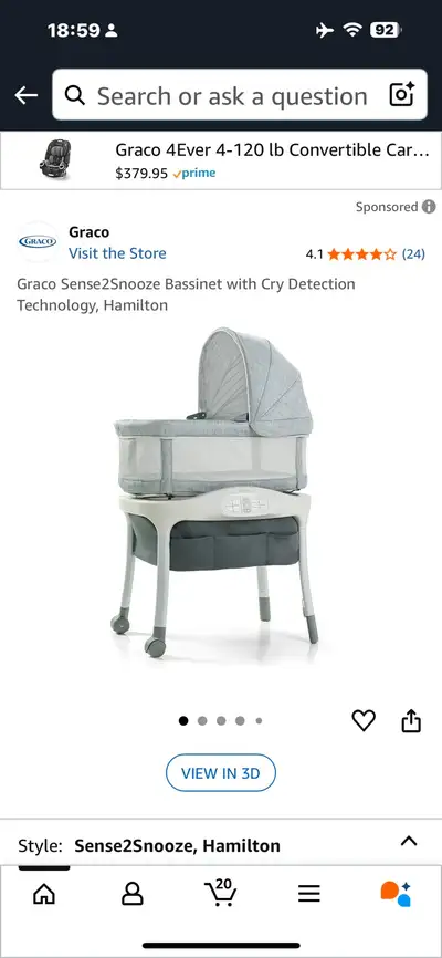 Graco bassinet crib, View more