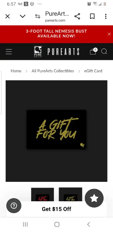 Purearts eat gift card for sale discounted, Voir plus