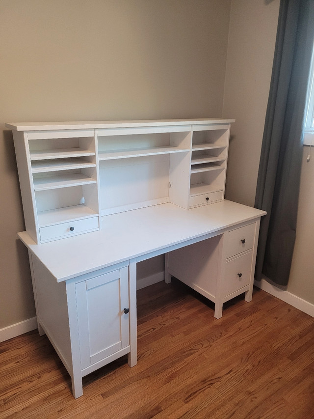 Solid Wood Ikea Hemnes Desk with Hutch, white | Desks | Calgary | Kijiji