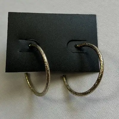 MyStyle Elegant Textured Gold Hoop Earrings, View more