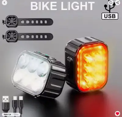 ULTRA-BRIGHT Q6 LED HEADLIGHT & TAILLIGHT COMBO FAST USBC CHARGE, View more