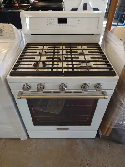 KitchenAid "30" White Freestanding Gas Range on Sale‼️, View more