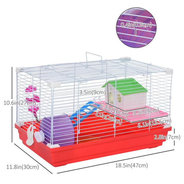 18.5'' Hamster Cage with Exercise Wheel and Water Bottle Dishes in Accessories in Markham / York Region - Image 3