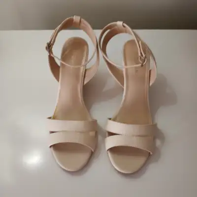 NEW Cream Ankle Strap Cork Wedge Size 7, View more