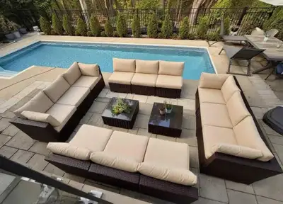 14 PC Outdoor Wicker Patio Sectional Set, View more