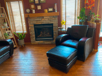 PRICE REDUCED: Genuine Leather Loveseat, Chair and Ottoman