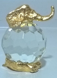 Crystal Glass and Brass Elephant