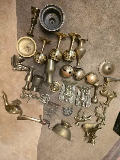 VINTAGE BRASS. OIL LAMP. ANGEL. CANDLE HOLDER. BIRDS., View more