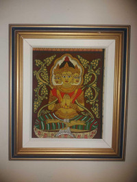 Smaller 8" by 10" Burmese Buddha acrylic on linen canvas paintin