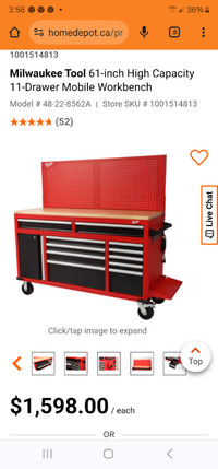 Milwaukee Toolbox 61" High Capacity 11-Drawer Mobile Workbench