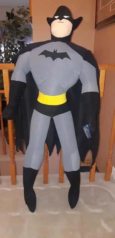 This is a Toy Works Batman plush doll from the Justice League series, standing approximately 3 feet...