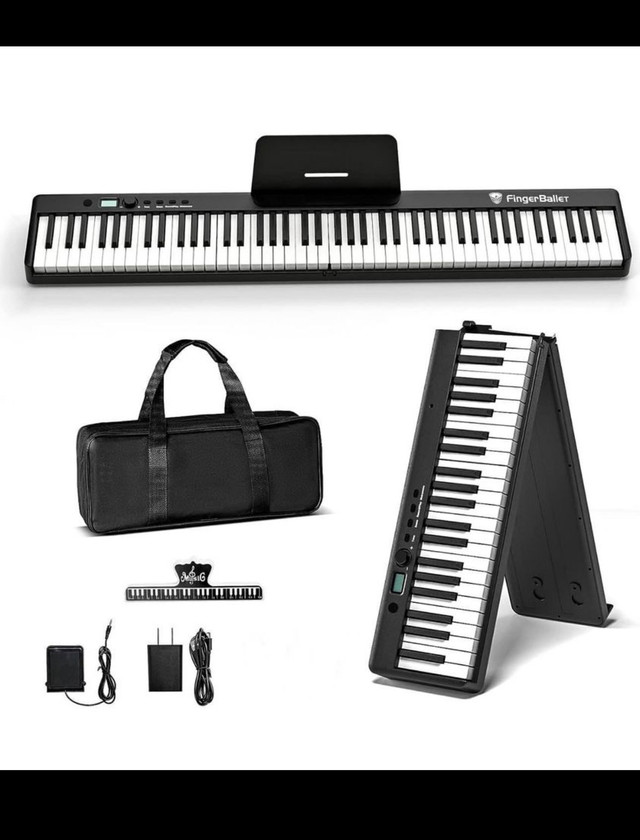 Portable Piano Keyboard, Semi-Weighted Folding Digital Piano 88  in Pianos & Keyboards in Hamilton