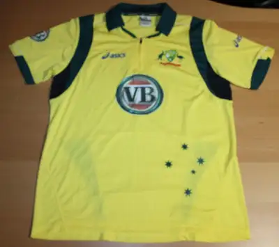 Australian Men’s Cricket Team VB Jersey Polo Shirt Large Asics Yellow Condition: Used (Graded A) Col...