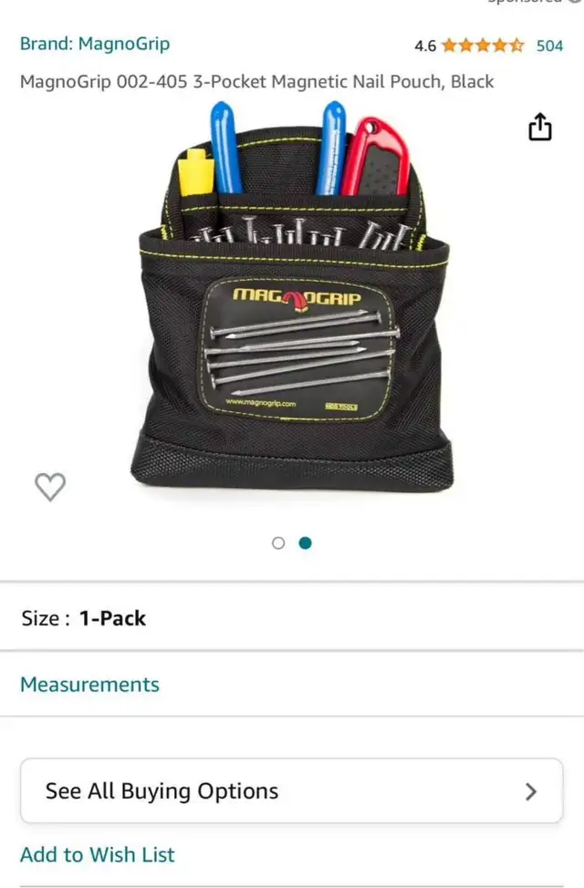 MagnoGrip 002-405 3-Pocket Magnetic Nail Pouch, Black in Tool Storage & Benches in Oakville / Halton Region - Image 3
