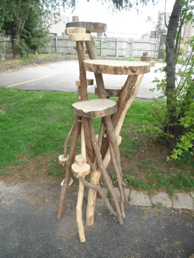 Solid built all cedar indoor or outdoor plant stands or cat towers. Sealed platforms. Measuring appr...