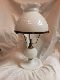 Hobnail milk glass hurricane oil or electric lamp parts