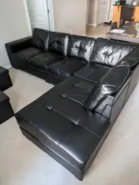 Sectional couch (black faux leather) - Price Reduced!