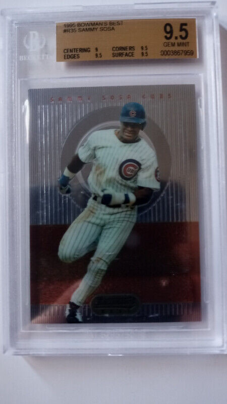 1995 BOWMAN'S BEST SAMMY SOSA BGS 9.5 Gem Mint graded Chicago in Arts & Collectibles in St. Catharines - Image 2