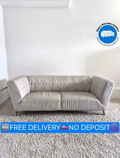FREE DELIVERY Beautiful MCM Cream Leather 3 Seater Sofa / Couch, View more
