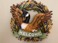 Mallard Duck Welcome Wall Hanging Sculpture