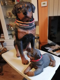 Lifelike Dog Statues - 1 Adult and 1 puppy