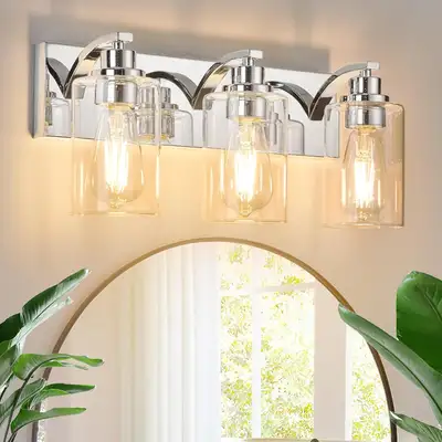 3-Light Bathroom Light Fixtures Modern Chrome Vanity Lights for, View more