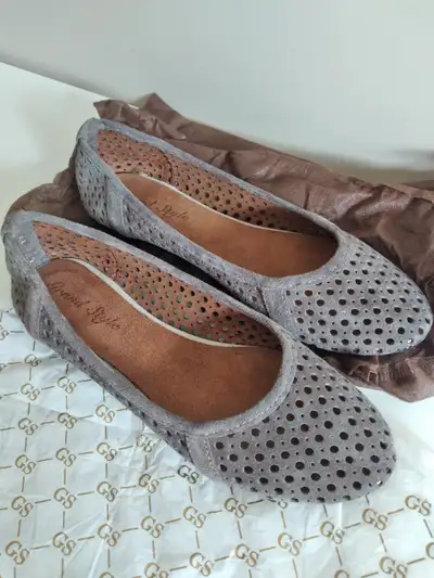 New brown suede ballet flats shoes size 7, View more