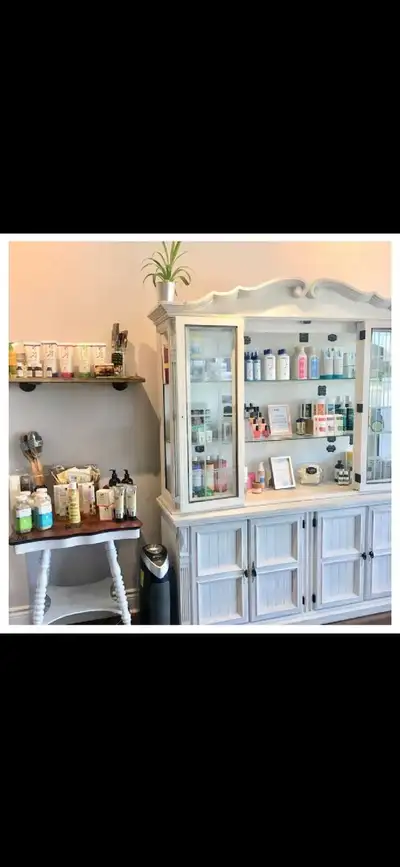 Refinished antique buffet and hutch, View more