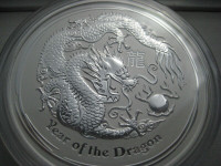 2012 Australia 8 Dollars Silver 5-oz Year of the Dragon Lunar