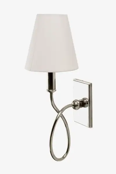 WATERWORKS Blue Note Single Loop Swing Arm Sconce, Fabric [Like-new showroom display model from Empi...