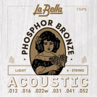 La Bella PHOSPHOR BRONZE 7GPS Acoustic Guitar Strings Light_NEW