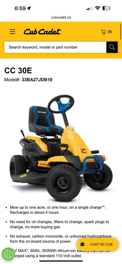 30” electric riding mower , View more