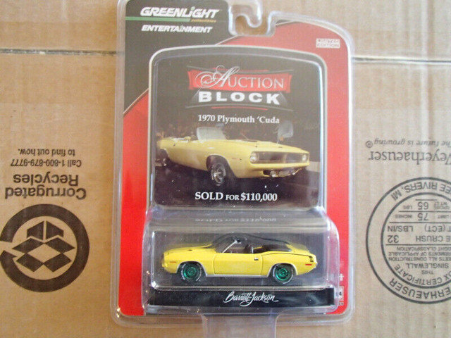 1:64 Greenlight Auction Block B-J S 8 1970 Plymouth Cuda 383 gm in Toys & Games in Sarnia