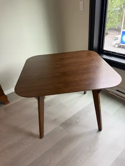 Square walnut finish 4top dining table.  never used!, View more